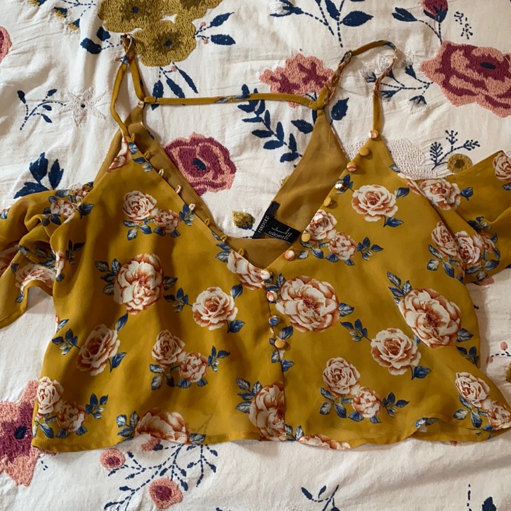 Yellow Floral Crop Top